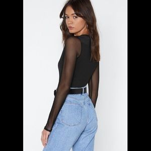 Mesh Plunge Bodysuit
